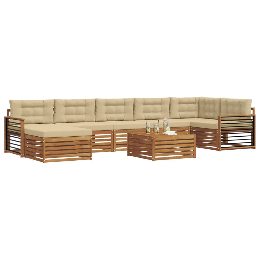 Ensemble de canapés d'extérieur 8 pcs Naturel et Beige - 3