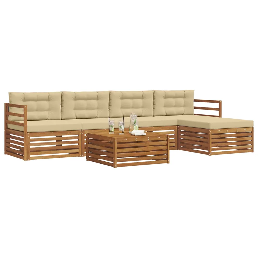 Ensemble de canapés d'extérieur 6 pcs Naturel et Beige - 3