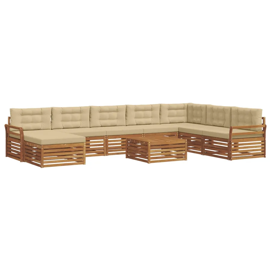 Ensemble de canapés d'extérieur 9 pcs Naturel et Beige - 2