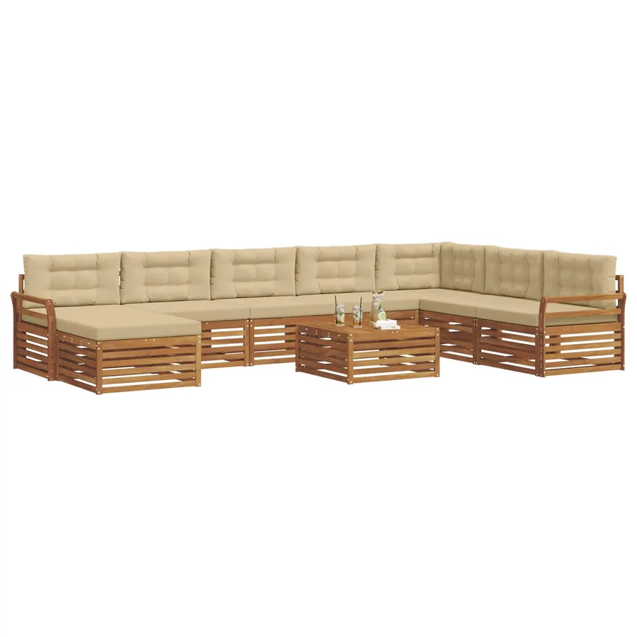 Ensemble de canapés d'extérieur 9 pcs Naturel et Beige - 3