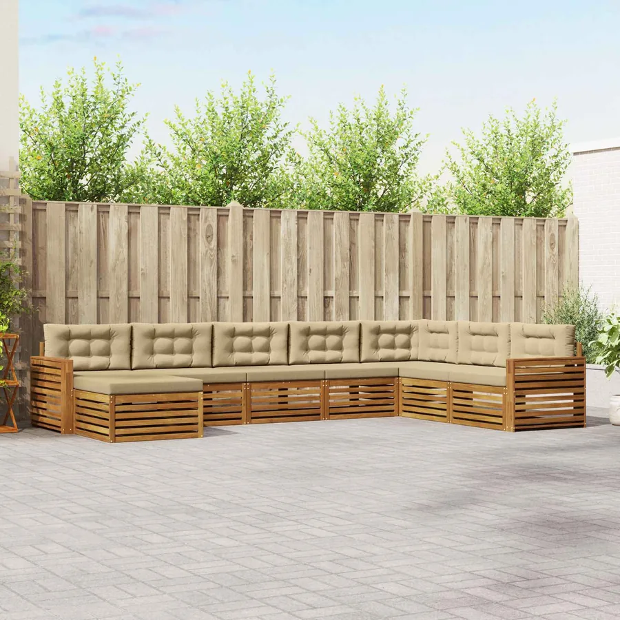 Ensemble de canapés d'extérieur 8 pcs Naturel et Beige