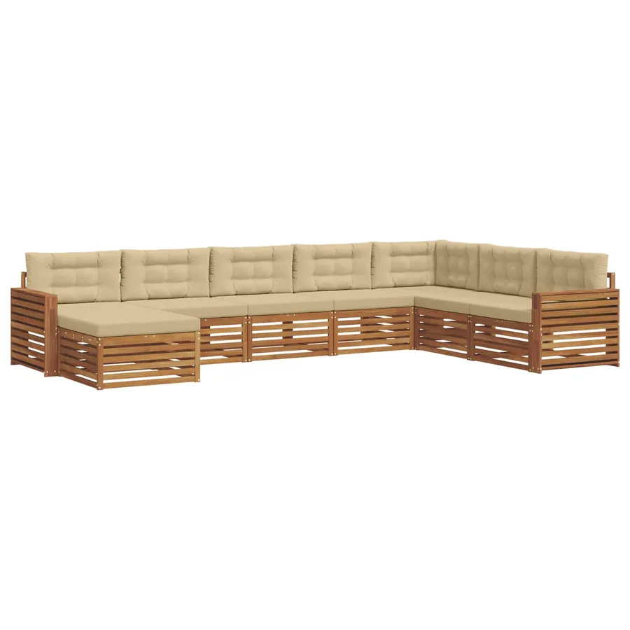 Ensemble de canapés d'extérieur 8 pcs Naturel et Beige - 2