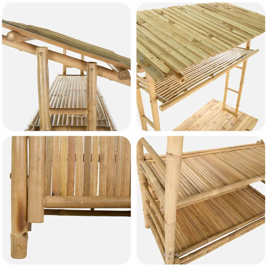 Table de bar extérieure Naturel 110 x 50 x 210 cm Bambou - 6