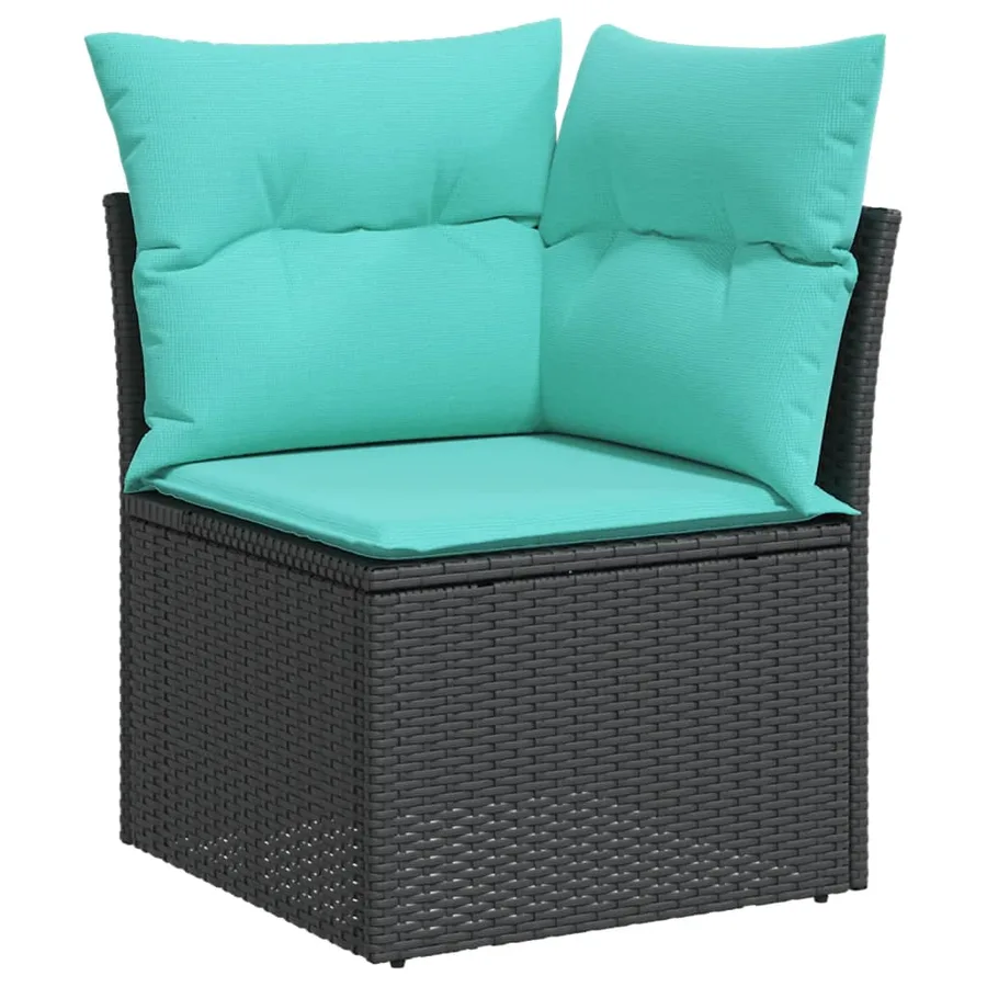 Salon de jardin avec coussins 13 pcs noir résine tressée - 4