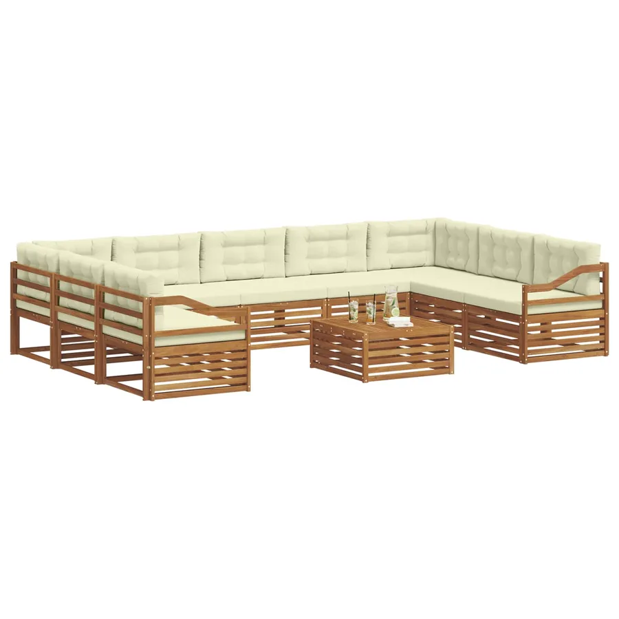 Ensemble de canapés d'extérieur 10 pcs Naturel et Crème - 3
