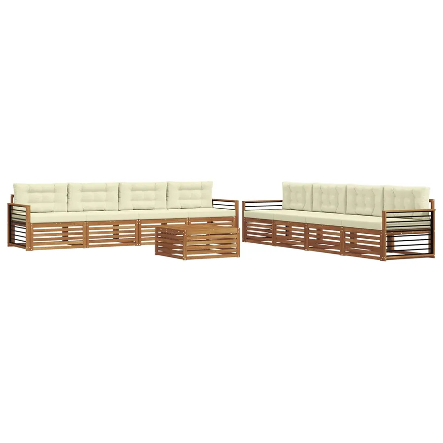 Ensemble de canapés d'extérieur 9 pcs Naturel et Crème - 2