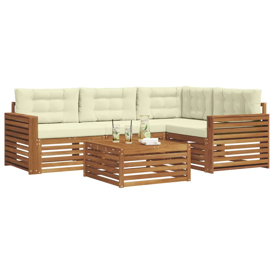 Ensemble de canapés d'extérieur 5 pcs Naturel et Crème - 3