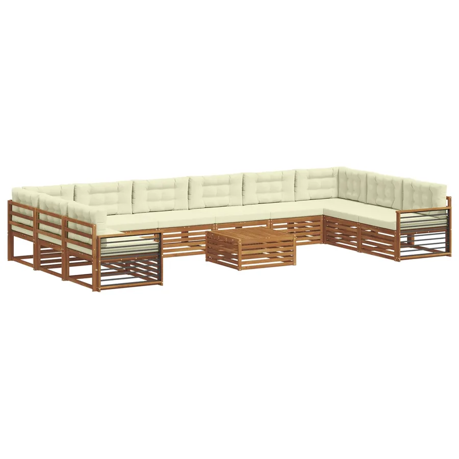 Ensembles de canapés avec coussin 11 pcs Naturel et Crème - 2