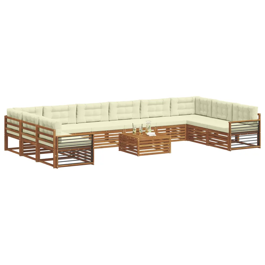 Ensembles de canapés avec coussin 11 pcs Naturel et Crème - 3
