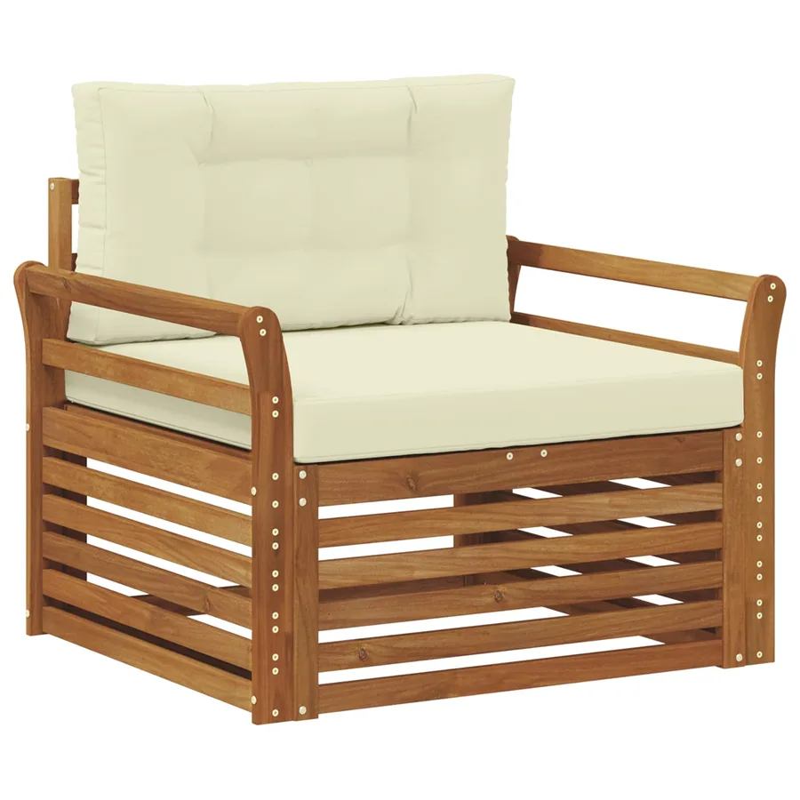 Canapé d’extérieur Bois d'acacia massif et polyester - 2