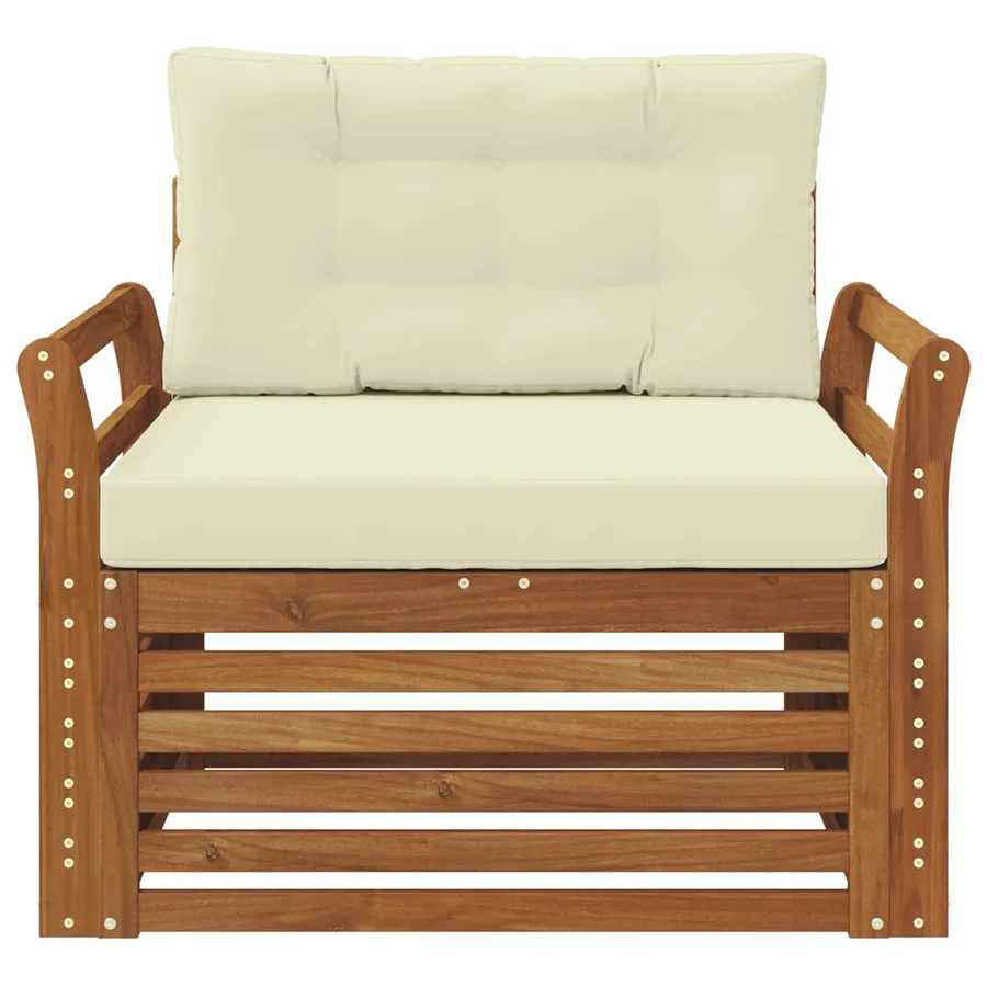 Canapé d’extérieur Bois d'acacia massif et polyester - 3