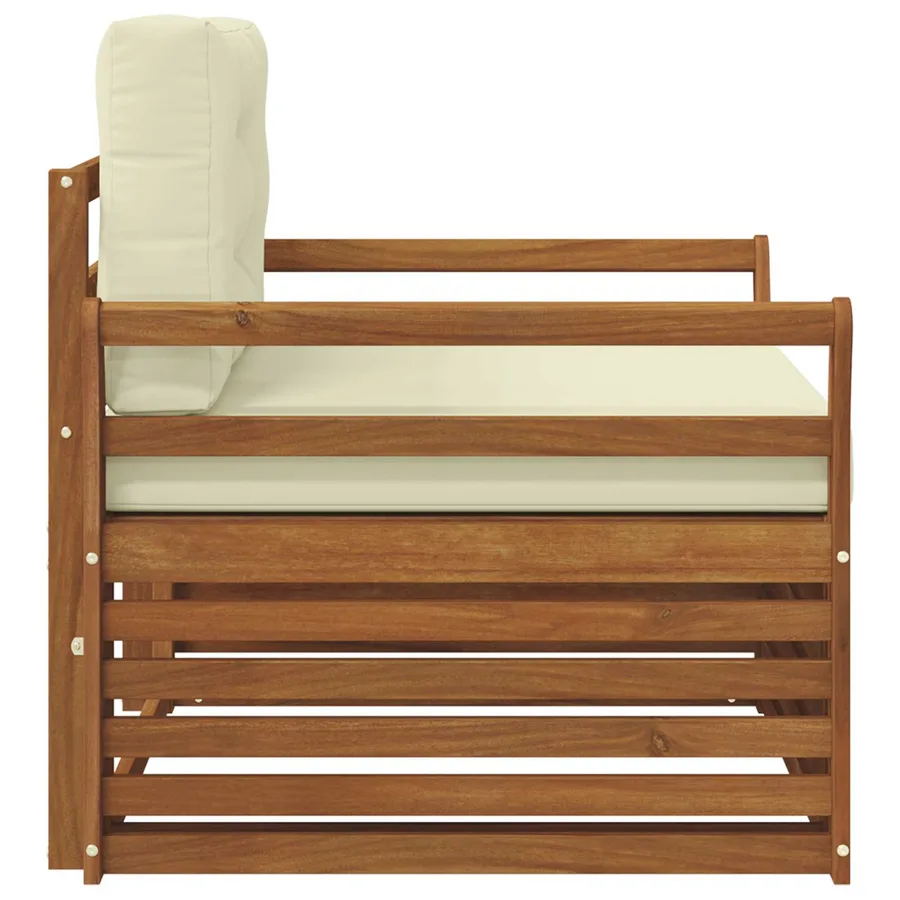 Canapé d’extérieur Bois d'acacia massif et polyester - 4