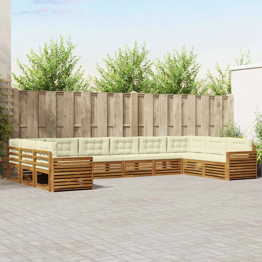 Ensembles de canapés 8 pc Naturel et Crème Bois d'Acacia Massif