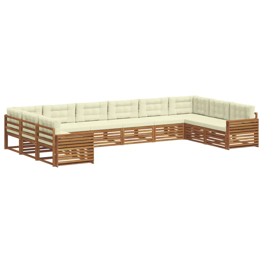 Ensembles de canapés 8 pc Naturel et Crème Bois d'Acacia Massif - 2
