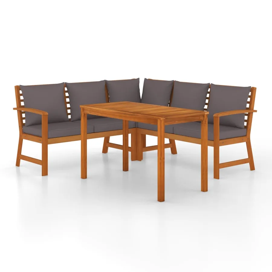 Ensemble à manger de jardin 4 pcs coussins Bois acacia - 2