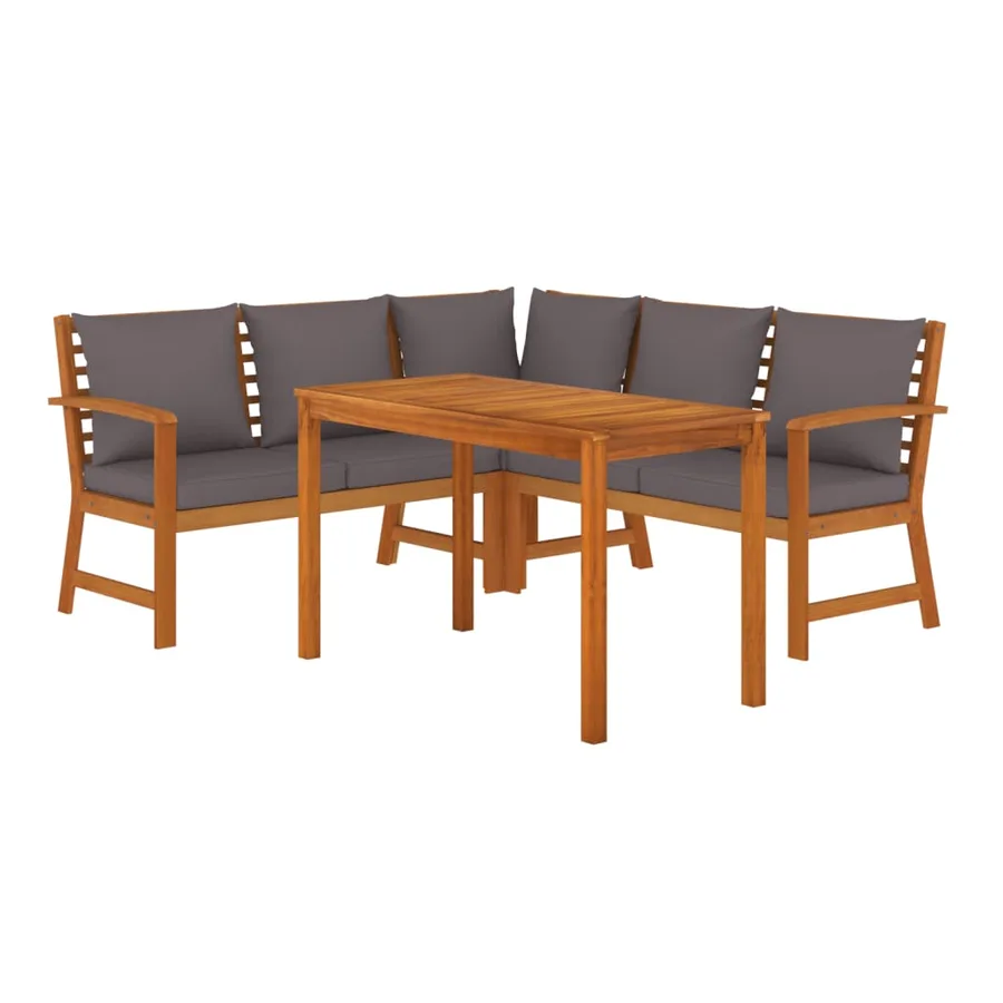 Ensemble à manger de jardin 4 pcs coussins Bois acacia - 3