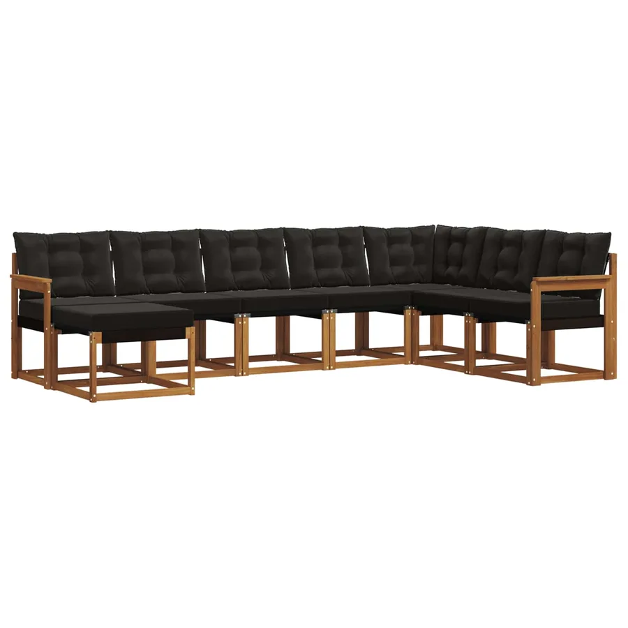 Ensemble de canapés d'extérieur 8 pcs Naturel et Noir - 2