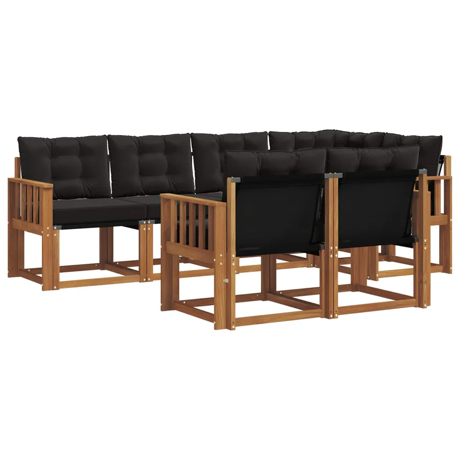 Ensemble de canapés d'extérieur 7 pcs Naturel et Noir - 2