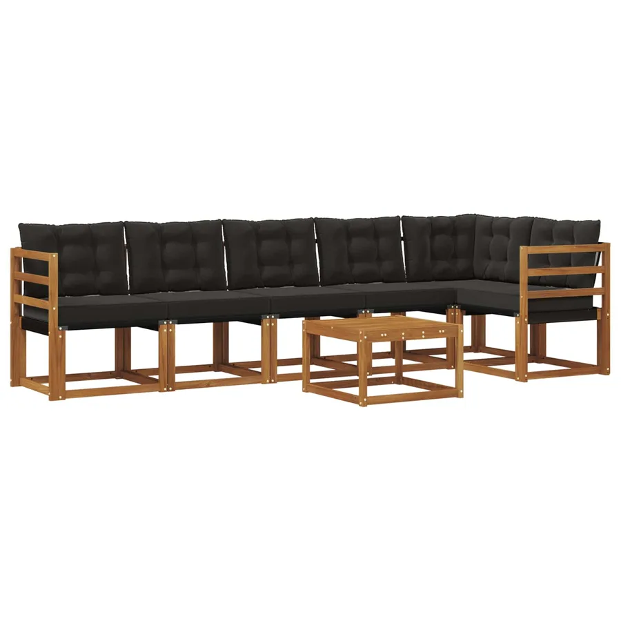 Ensemble de canapés d'extérieur 7 pcs Naturel et Noir - 3