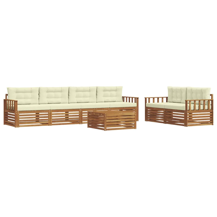 Ensemble de canapés d'extérieur 7 pcs Naturel et Crème - 2