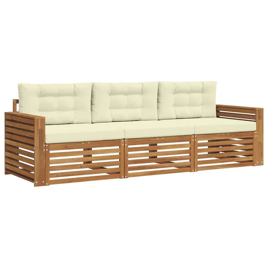 Ensemble de canapés d'extérieur 3 pcs Naturel et Crème - 2