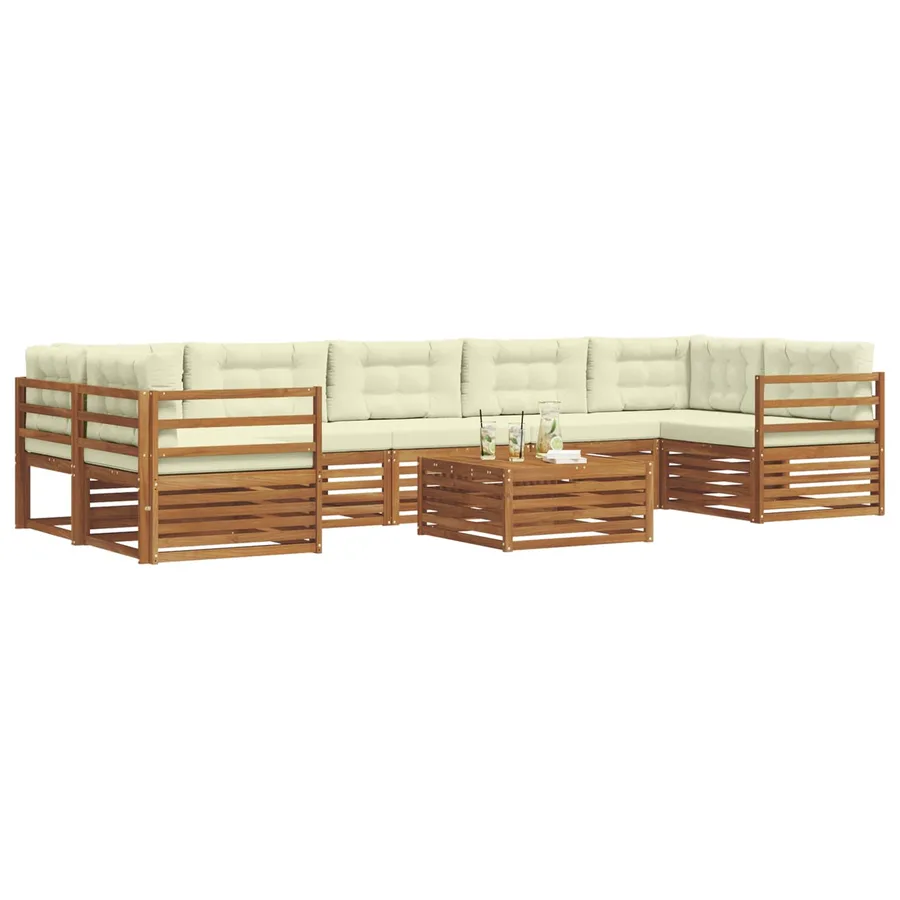 Ensemble de canapés d'extérieur 8 pcs Naturel et Crème - 3