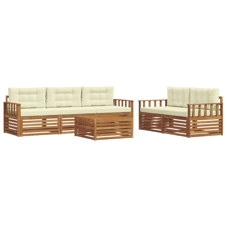 Ensemble de canapés d'extérieur 6 pcs Naturel et Crème - 2