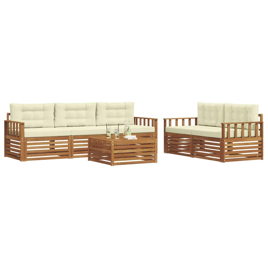 Ensemble de canapés d'extérieur 6 pcs Naturel et Crème - 3