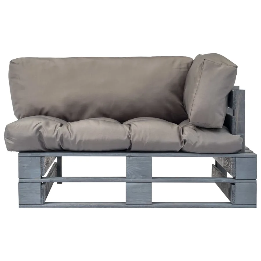 Canapé de jardin palette avec coussins gris Pinède - 2