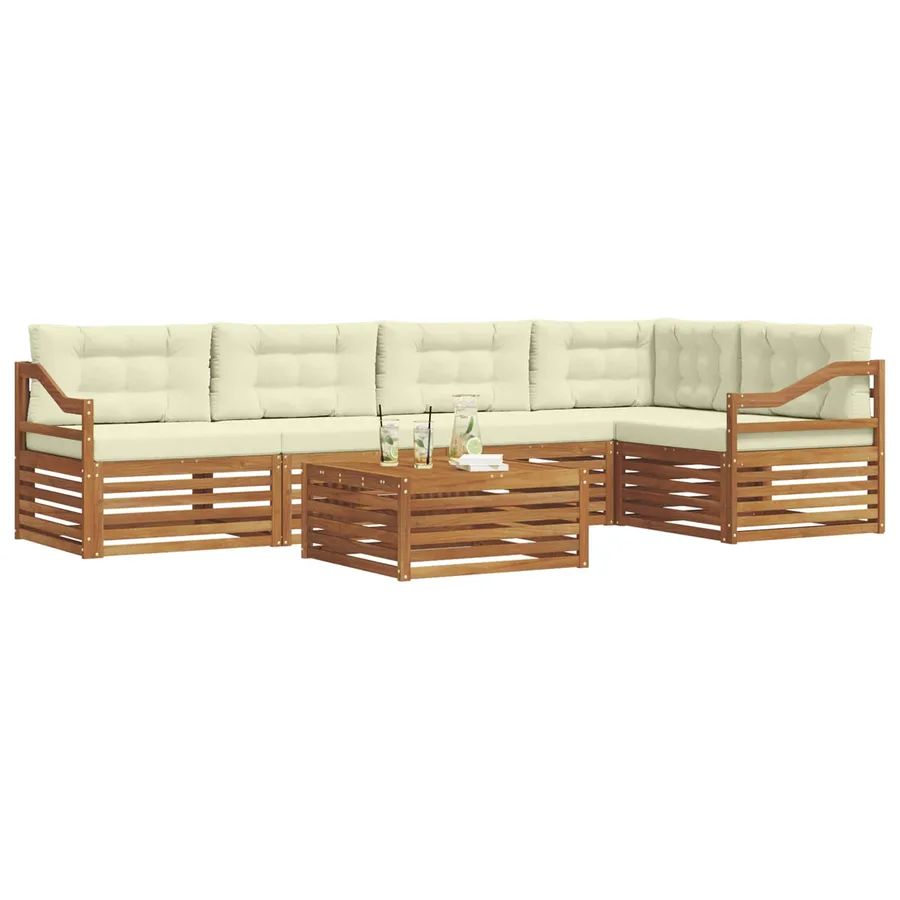 Ensemble de canapés d'extérieur 6 pcs Naturel et Crème - 3