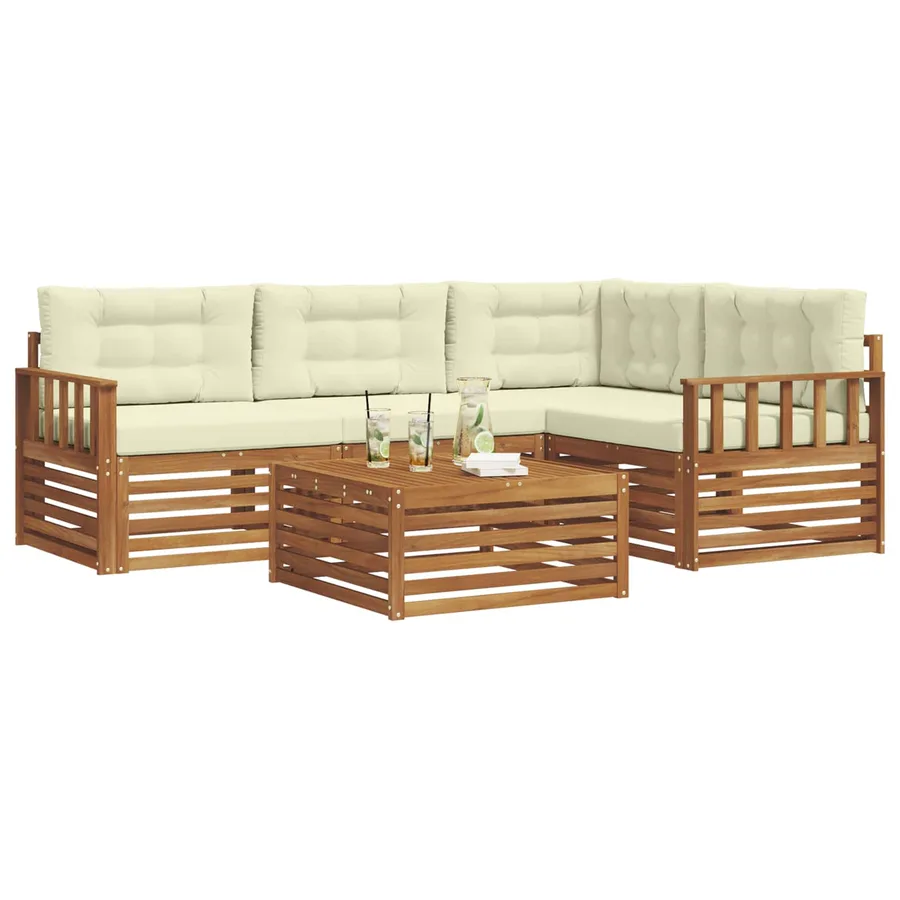 Ensemble de canapés d'extérieur 5 pcs Naturel et Crème - 3