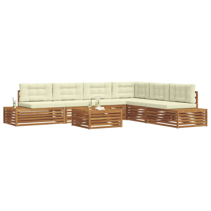 Ensemble de canapés d'extérieur 7 Pièce Naturel et Crème - 3