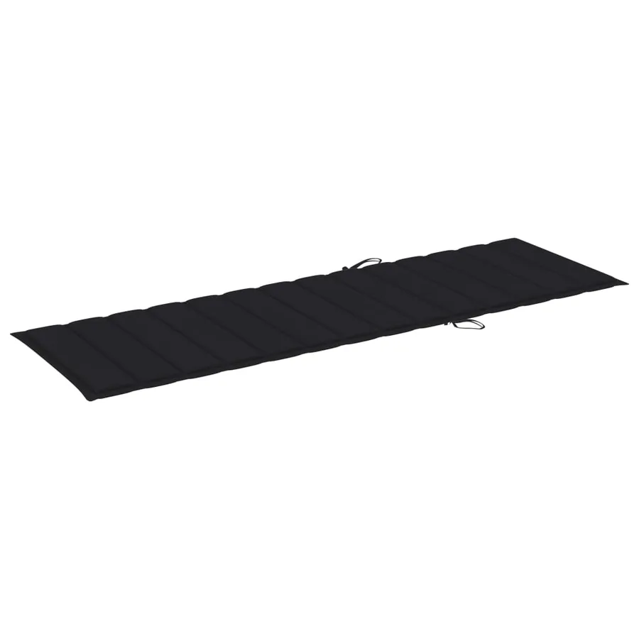 Chaise longue avec coussin noir Bois de pin imprégné - 5