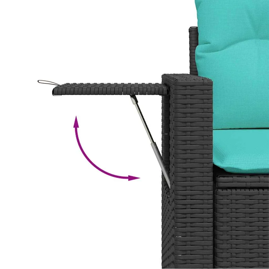 Salon de jardin 9 pcs avec coussins noir résine tressée - 10