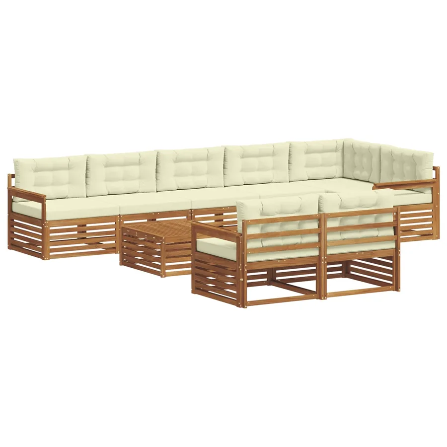 Ensemble de canapés d'extérieur 9 pcs Naturel et Crème - 2