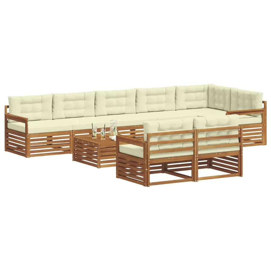 Ensemble de canapés d'extérieur 9 pcs Naturel et Crème - 3