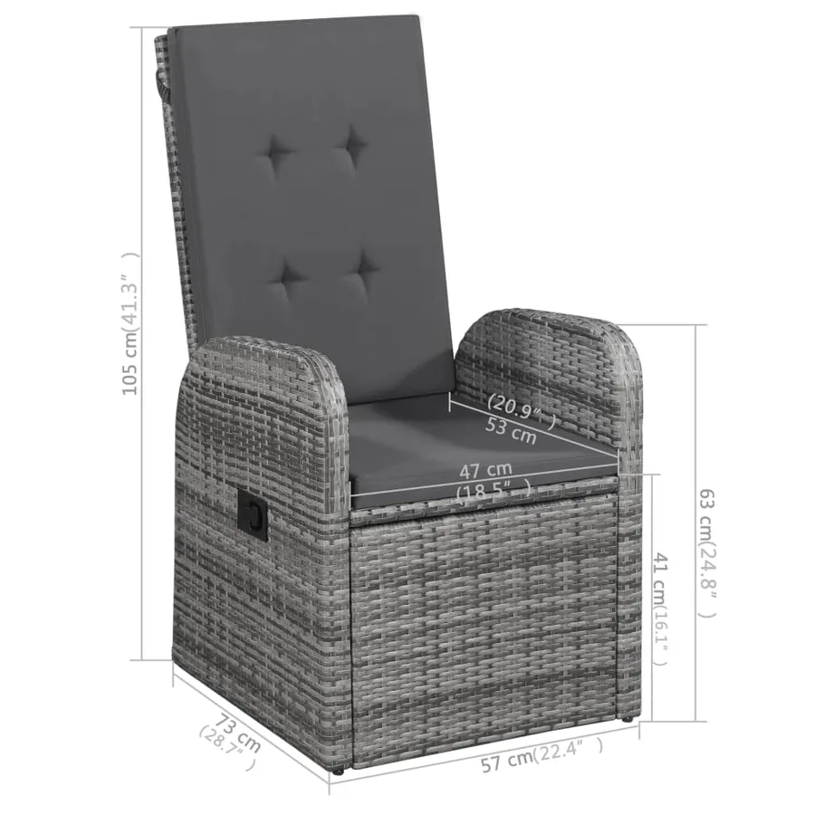 Ensemble à manger de jardin 7 pcs Gris - 11