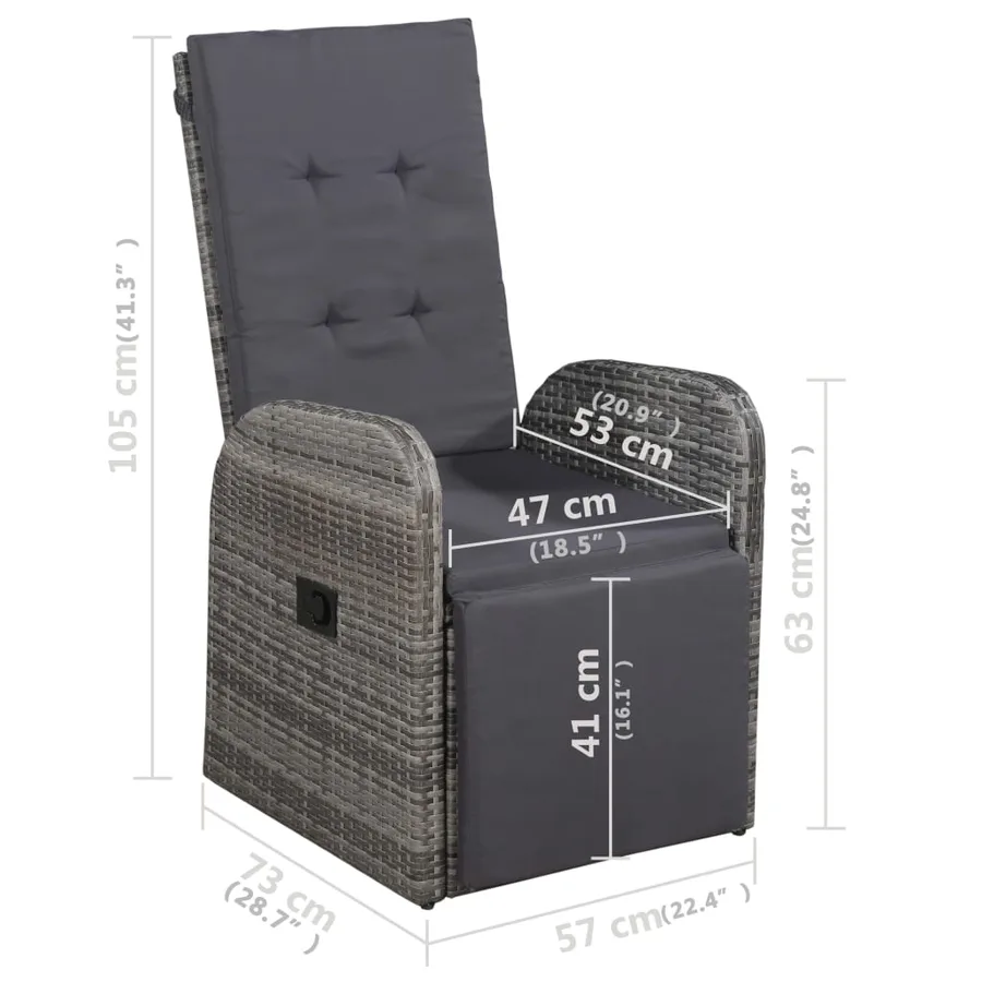 Ensemble à manger de jardin 7 pcs Gris - 12