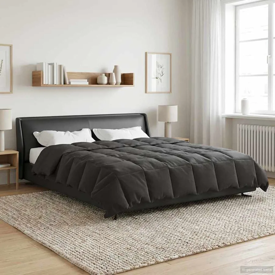 Duvet d'été simple Matelassé Anthracite 220 x 240 cm Microfibre