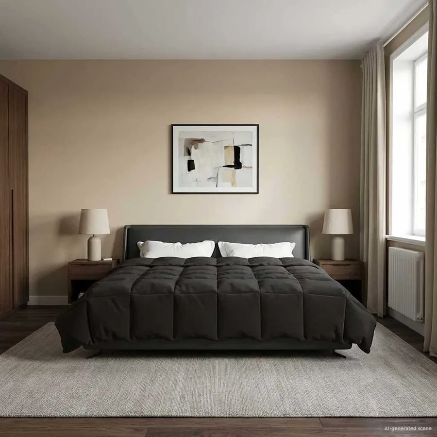 Duvet d'été simple Matelassé Anthracite 220 x 240 cm Microfibre - 4