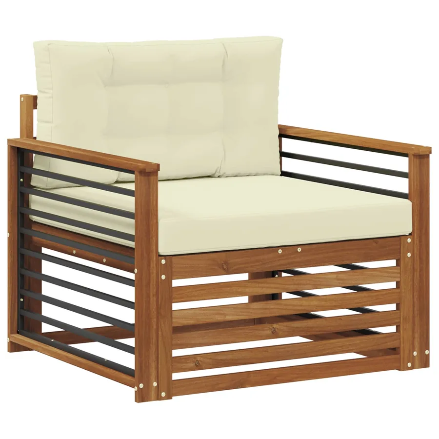 Canapé d’extérieur Bois d'acacia massif et polyester - 2