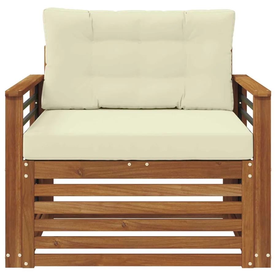 Canapé d’extérieur Bois d'acacia massif et polyester - 3