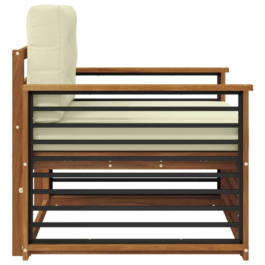 Canapé d’extérieur Bois d'acacia massif et polyester - 4