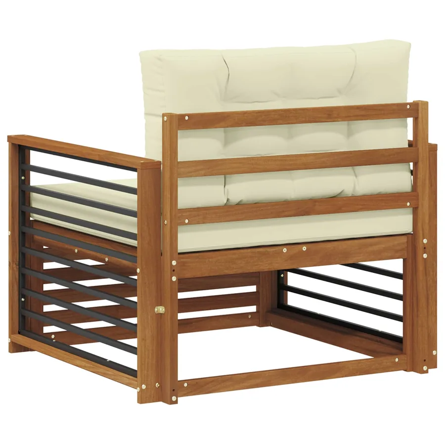 Canapé d’extérieur Bois d'acacia massif et polyester - 5