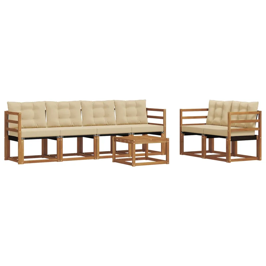 Ensemble de canapés d'extérieur 7 pcs Naturel et Beige - 2