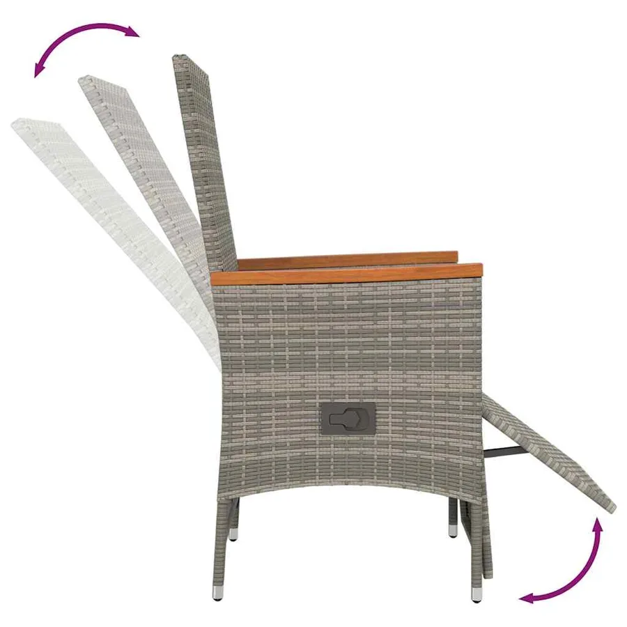 Ensemble à manger de jardin et coussins 7 pcs gris rotin - 6