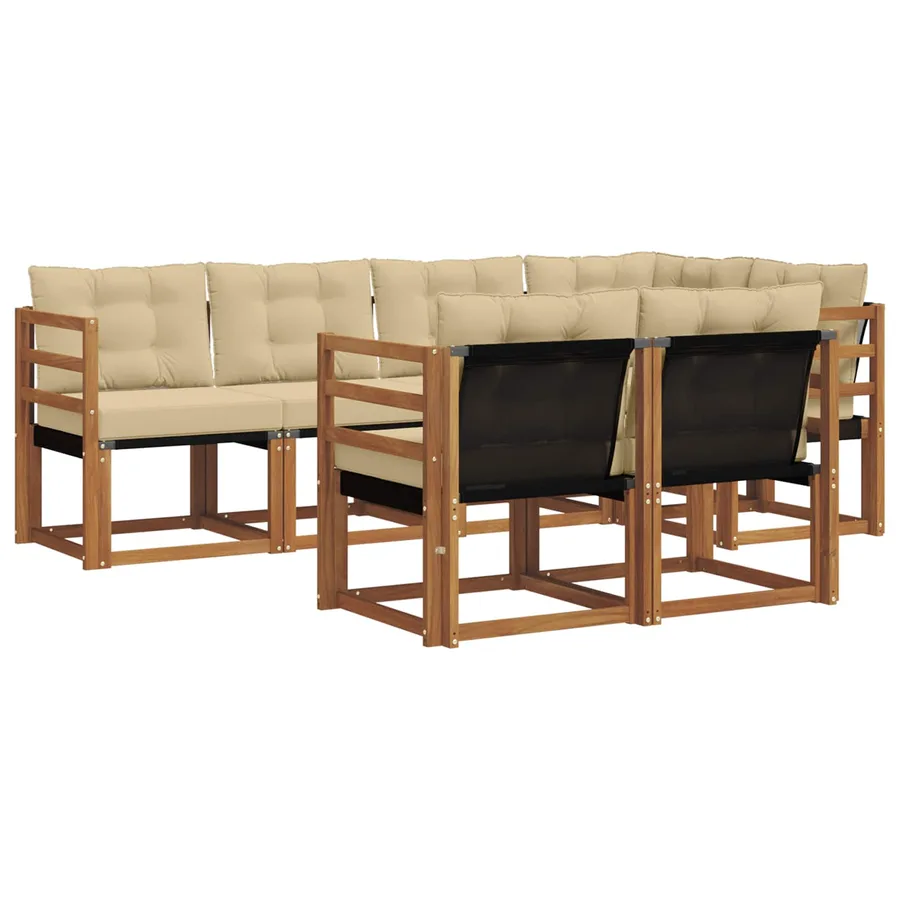 Ensemble de canapés d'extérieur 7 pcs Naturel et Beige - 2