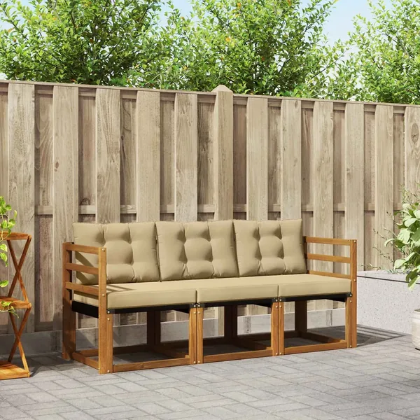 Ensemble de canapés d'extérieur 3 pcs Naturel et Beige