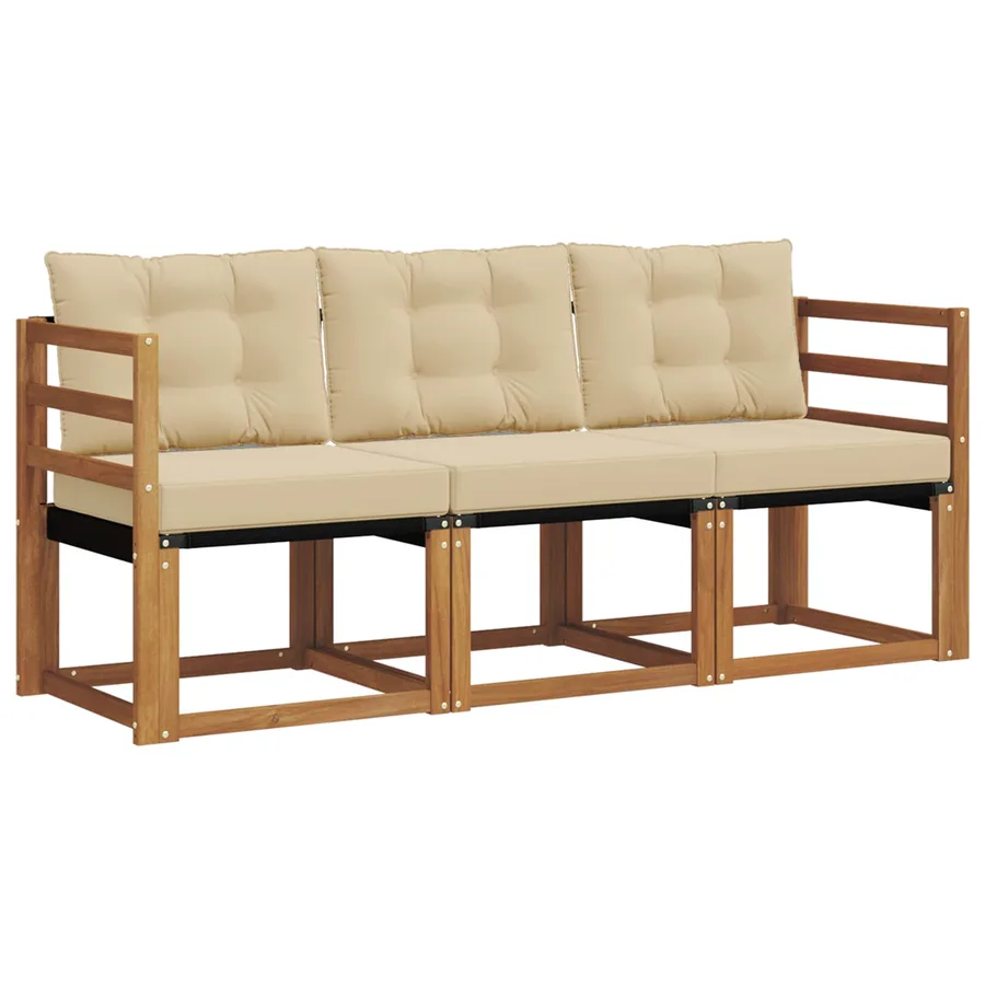 Ensemble de canapés d'extérieur 3 pcs Naturel et Beige - 2