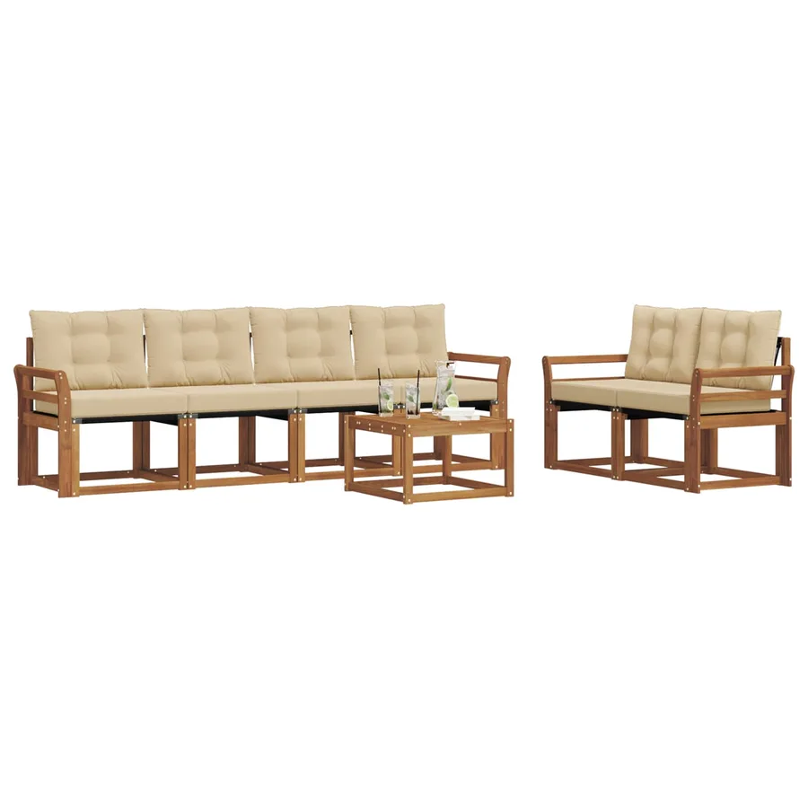 Ensemble de canapés d'extérieur 7 pcs Naturel et Beige - 3